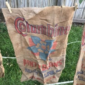 Columbine Vintage Burlap Sack Photo Prop 20" x 32"